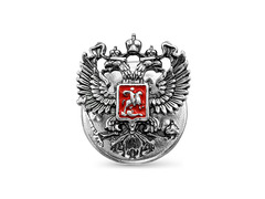 Серебряный значок Герб России Двуглавый Орел 13 х 13 930692